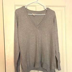 J. Crew Gray V-Neck Sweater Classic Knit